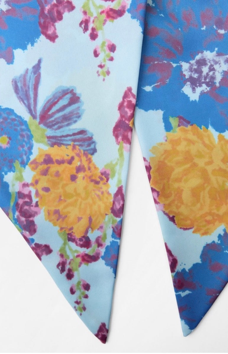 PRE-TIED SATIN BANDANA YELLOW FLORAL