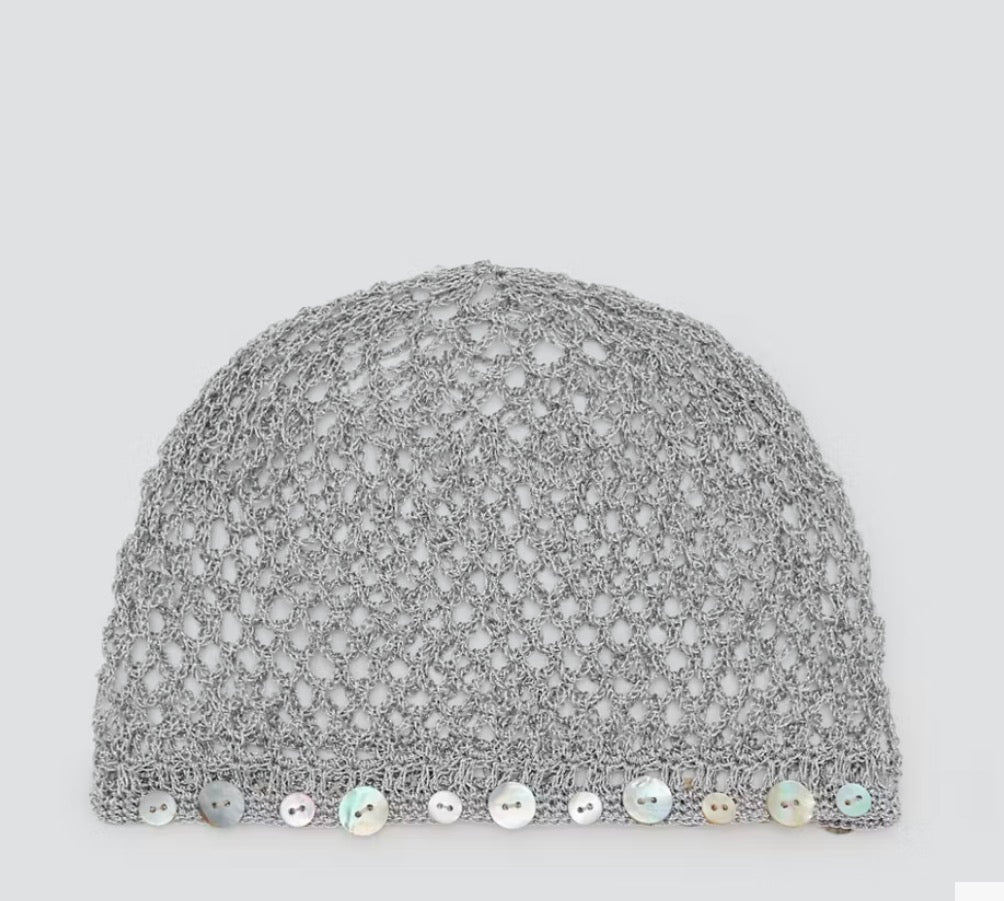 CROCHET BEANIE SKULLCAP WITH BUTTONS