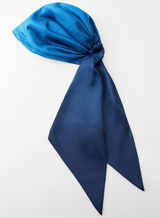 Blue satin headscarf on a white background
