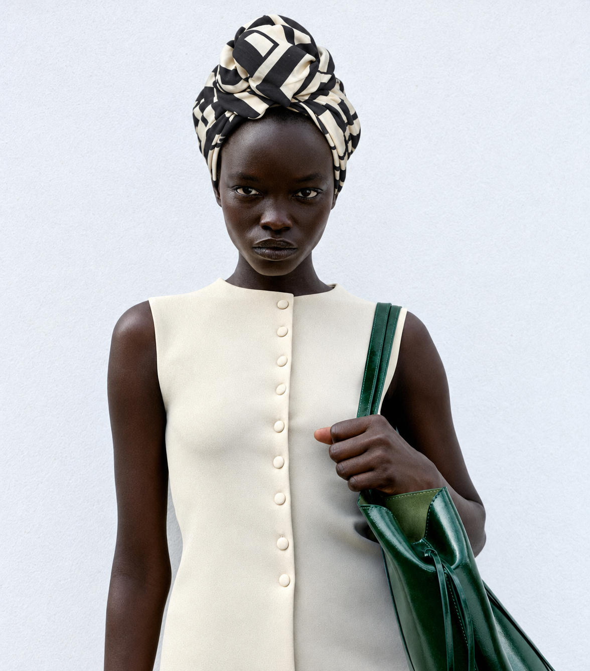 AFRICAN WIRE TURBAN BLACK AND WHITE
