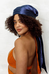 Satin Pre-tied Bandana Blue