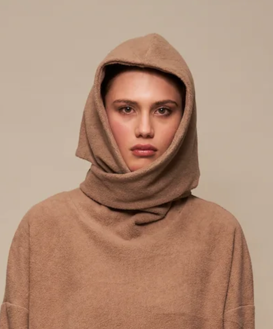 Fleece Babushka Bonnet Camel