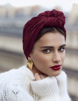 Pleated Bandana Turban Burgundy
