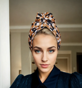 Square Print Satin Messy Bun