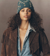 Crystal Knit Beanie Teal Blue