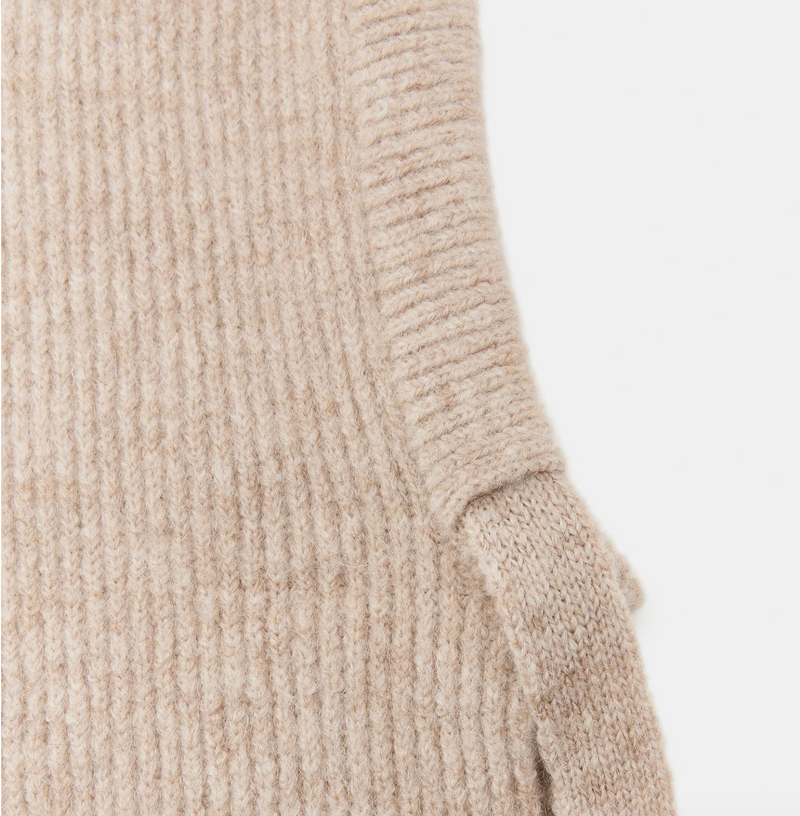 Surlaclava RIBBED KNIT Hoodie BEIGE