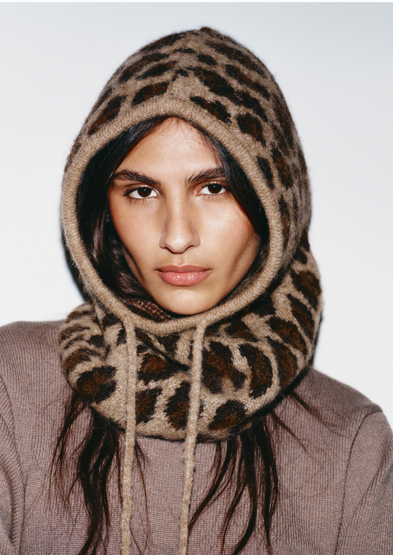 Surlaclava LEOPARD PRINT KNIT HOODIE