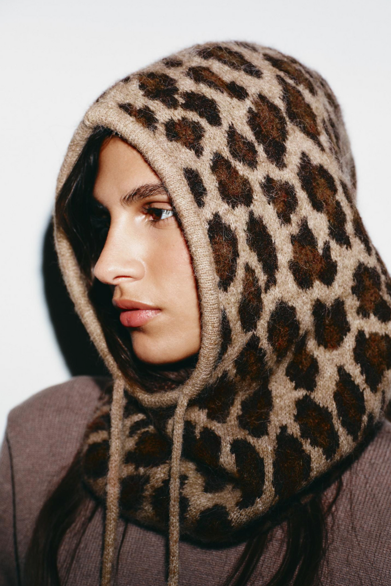 Surlaclava LEOPARD PRINT KNIT HOODIE