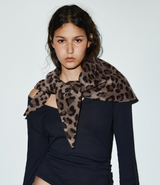 LEOPARD WOOL BANDANA Grey Brown