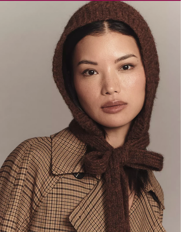 Surlaclava Front Tie Knit hoodie Brown