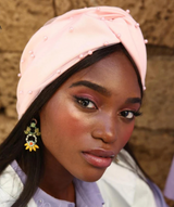 TULE + PEARL TWISTED TURBAN PINK