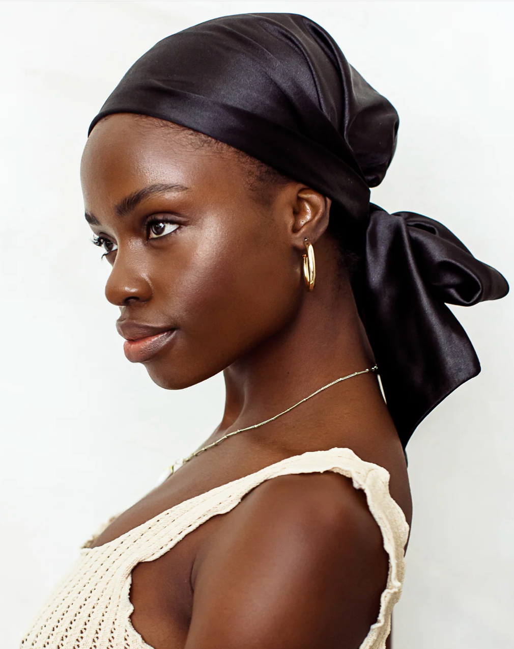 Satin Pre-tied Bandana Black