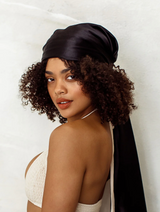 Satin Pre-tied Bandana Black