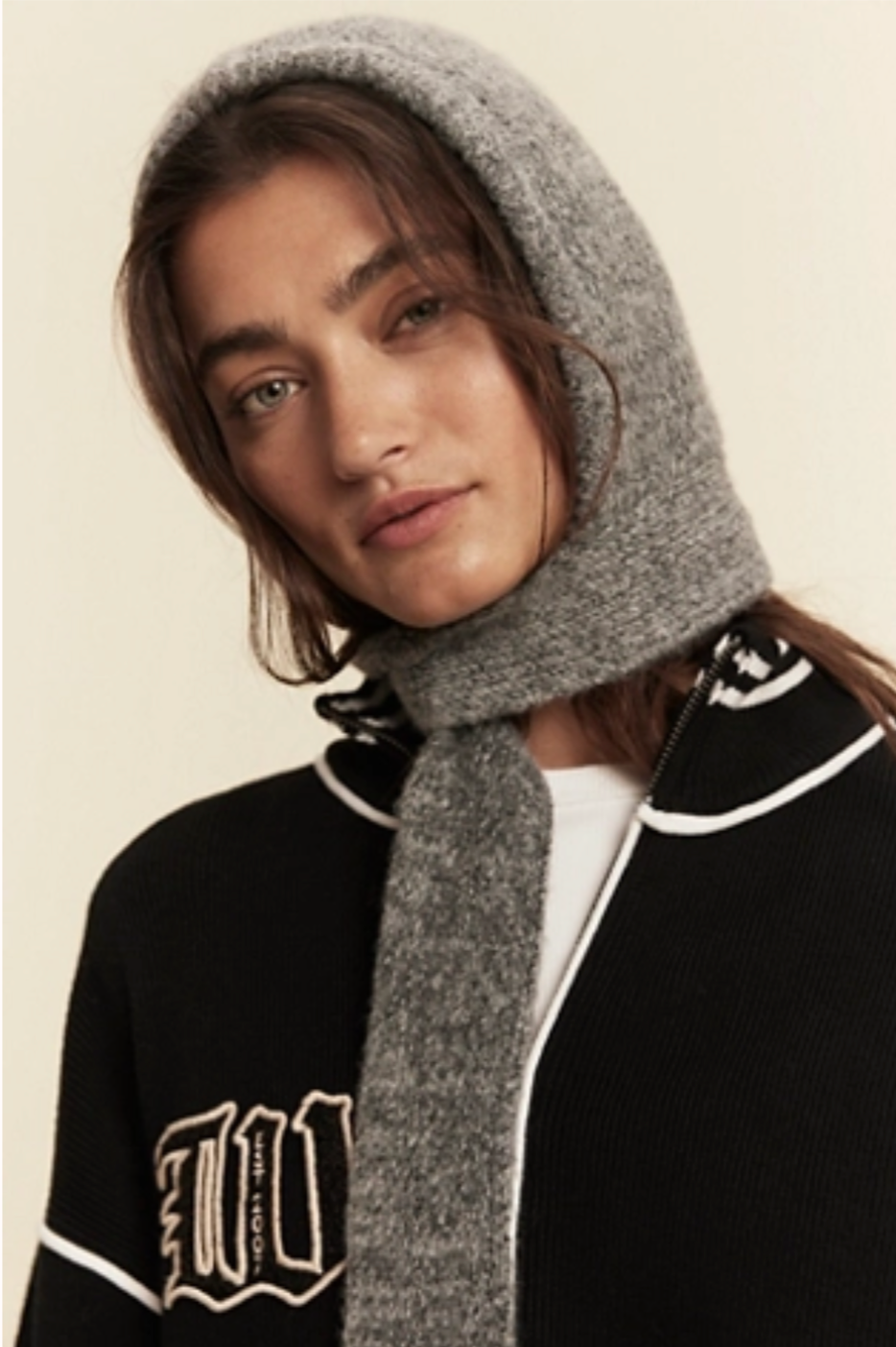 Surlaclava Front Tie Knit hoodie Grey