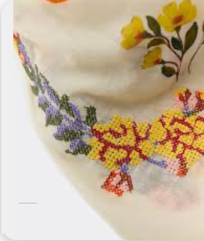 EMBROIDERED COTTON SCARF WHITE