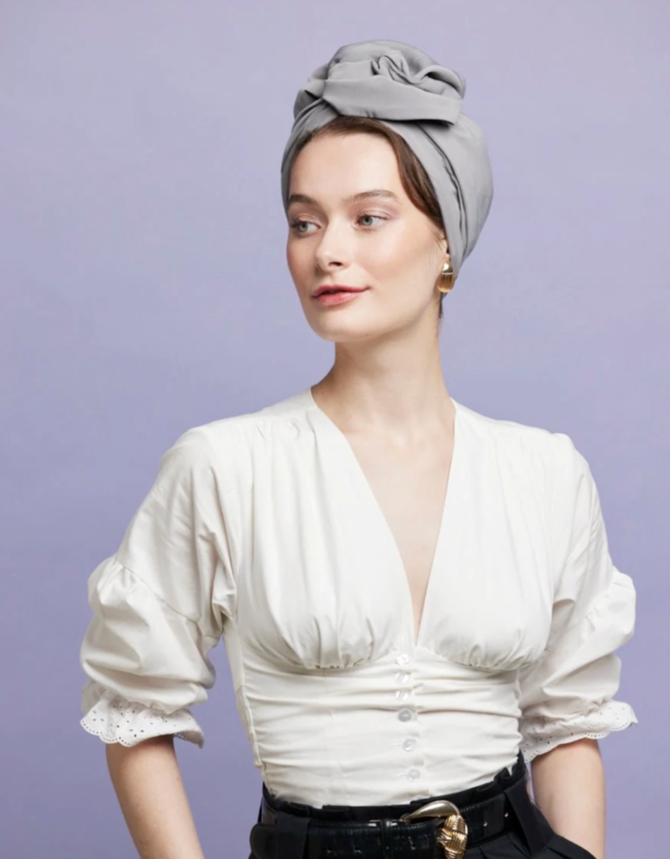 AFRICAN WIRE TURBAN PEARL GRAY