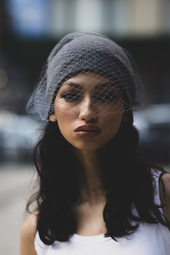 MESH KNIT GREY BEANIE