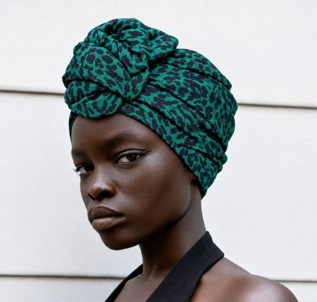 AFRICAN WIRE TURBAN TEAL LEOPARD