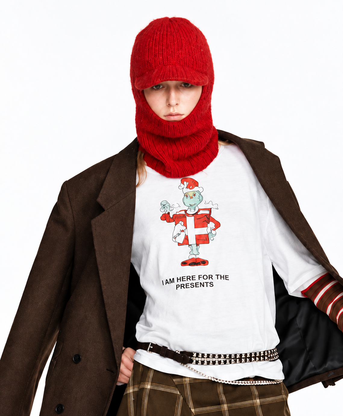 100% ALPACA VISOR HOOD RED