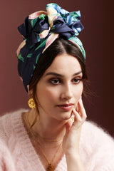 WIRE FULL CAP TURBAN BLUE FLORAL