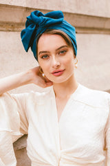 WIRE FULL CAP TURBAN TEAL BLUE