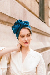 WIRE FULL CAP TURBAN TEAL BLUE