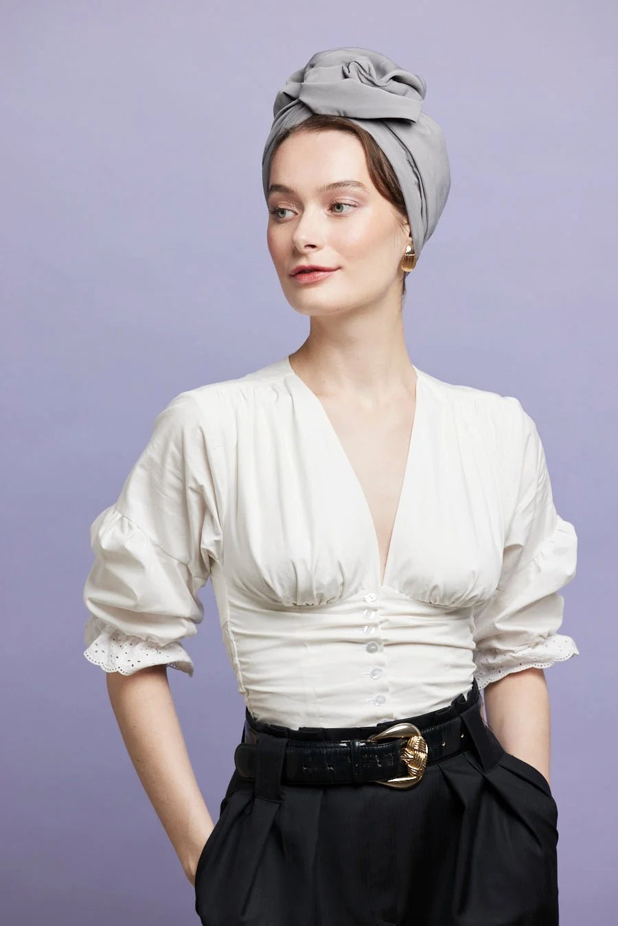 CUBAN WIIRE TURBAN PEARL GRAY