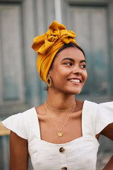 WIRE FULL CAP TURBAN PETAL MUSTARD