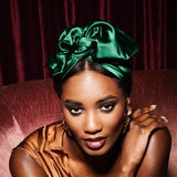 AFRICAN WIRE SILK TURBAN EMERALD
