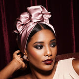 AFRICAN WIRE SILK TURBAN MAUVE