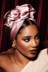 AFRICAN WIRE SILK TURBAN MAUVE