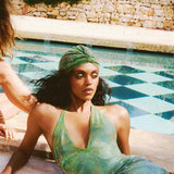 SEQUIN TWISTED TURBAN GREEN