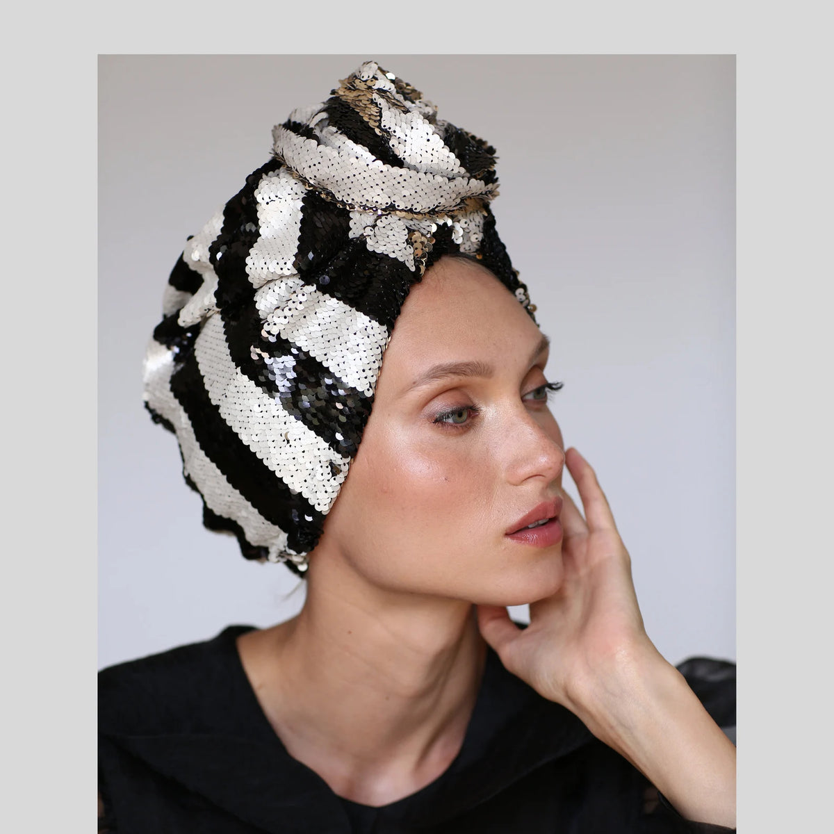 Stripped sequin turban