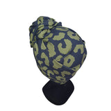 AFRICAN WIRE TURBAN GREEN LEOPARD