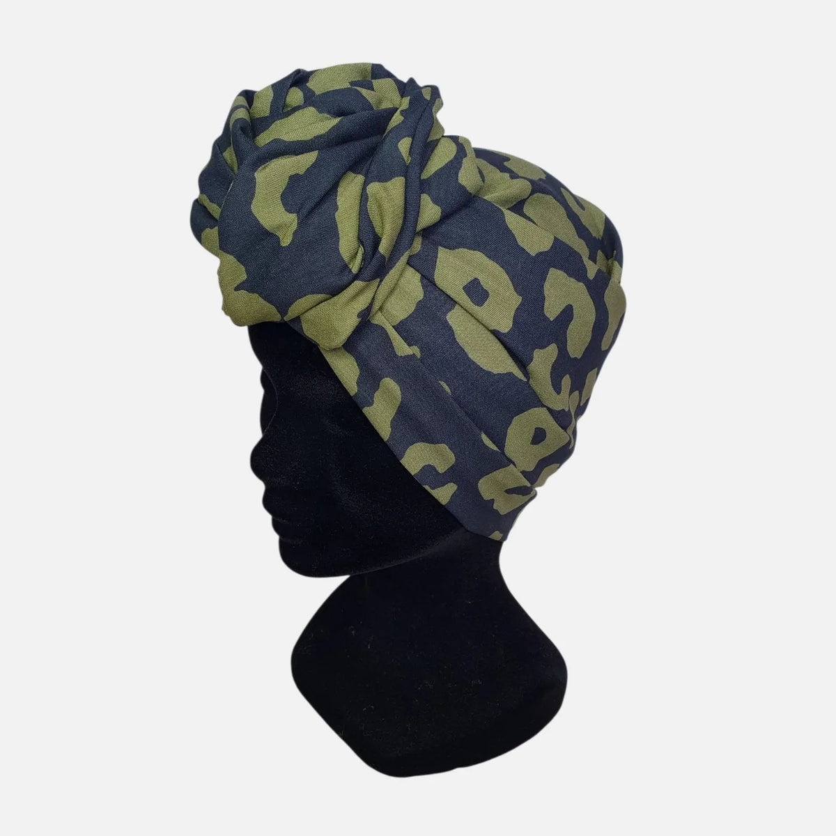 AFRICAN WIRE TURBAN GREEN LEOPARD