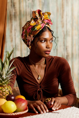 WIRE FULL CAP TURBAN MUSTARD PINK  ROSE ANNA