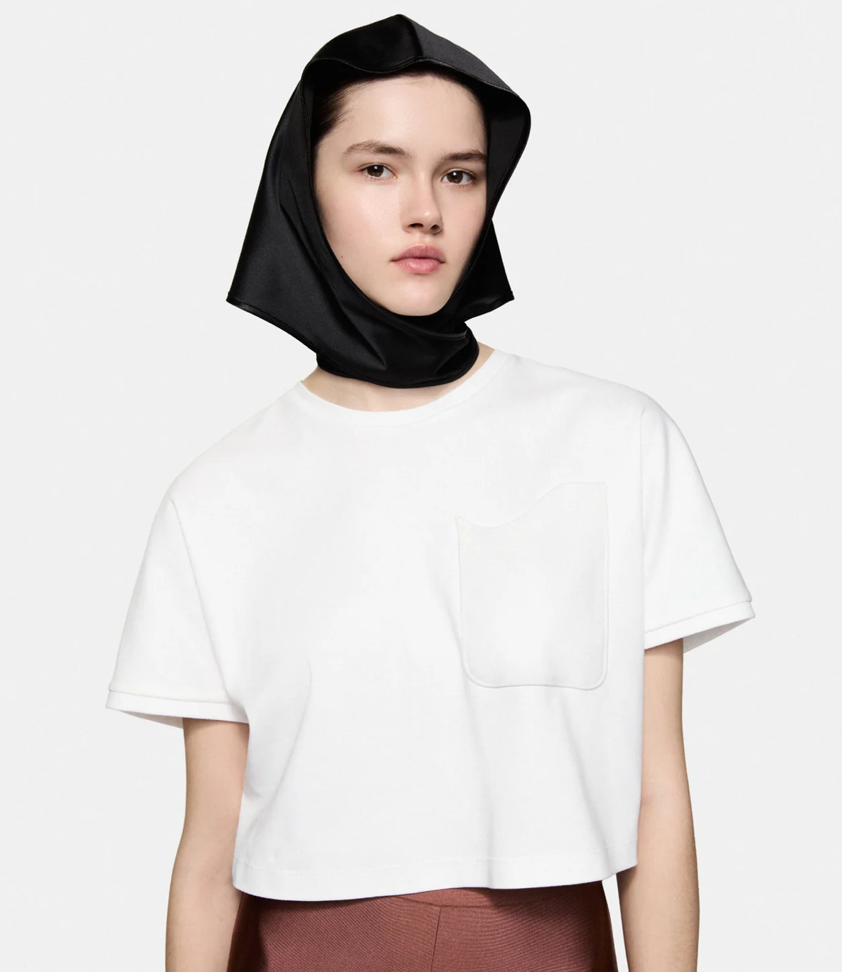Satin Babushka Bonnet Black