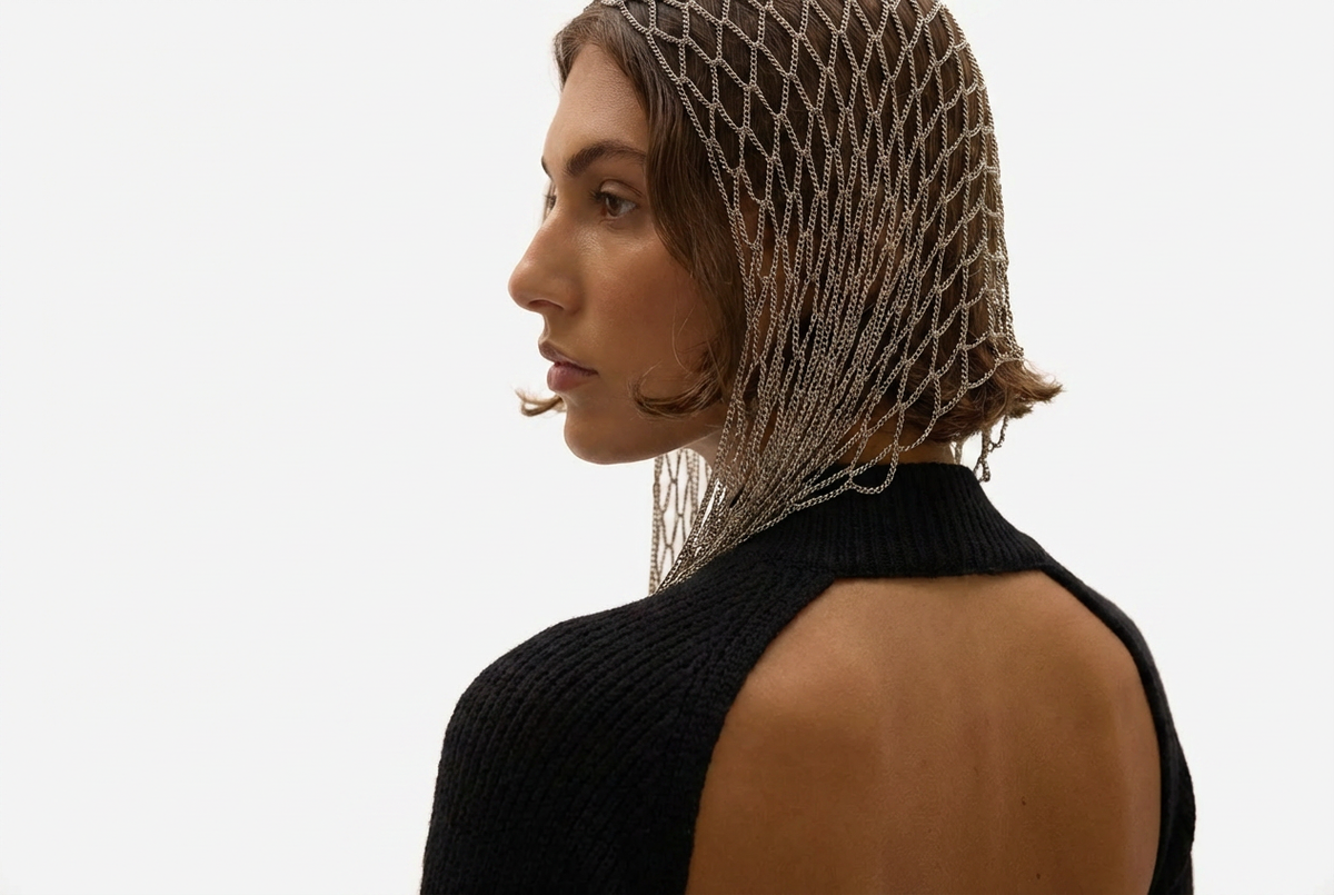 Chain square Scarf SILVER
