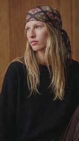 BEADED FRINGE PRINTED BANDANA