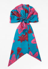 PRE-TIED SATIN BANDANA WRAP PINK FLORAL
