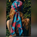PRE-TIED SATIN BANDANA WRAP PINK FLORAL