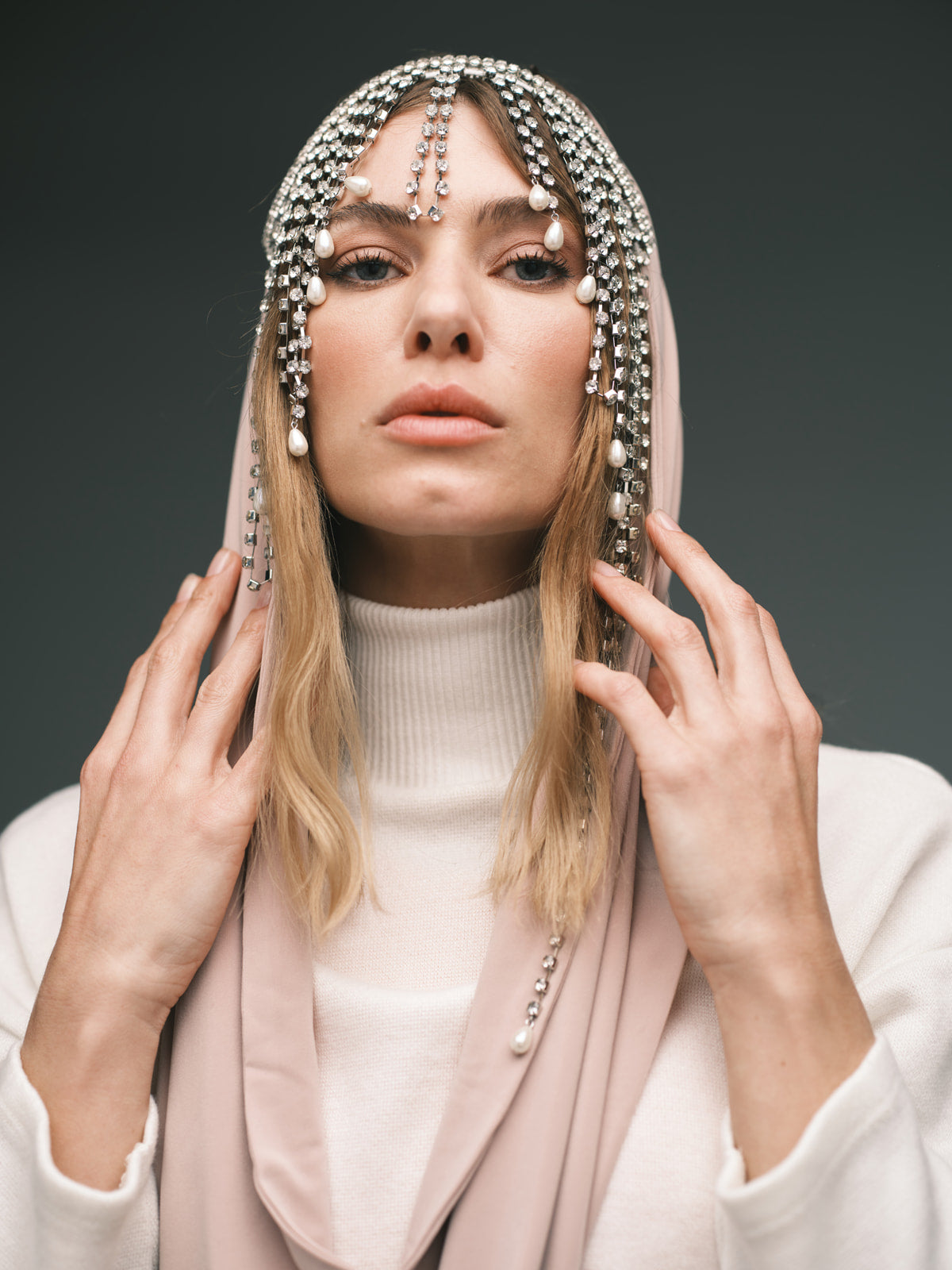 Pearl + Crystal Fringe Bangs