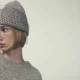 Mesh Knit Gray Crystal Beanie Grey